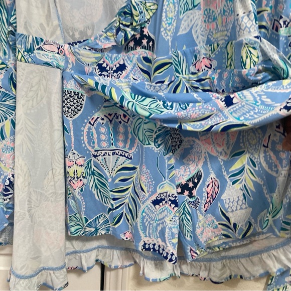 Lilly Pulitzer Dress Jessalynne Wrap Romper Blue Peri Lapis Lanterns Medium - Picture 13 of 16